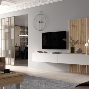 mueble de salón moderno con panel de listones Block 411