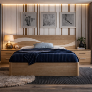 dormitorio moderno Duna con cabecero mesillas y canapé abatible