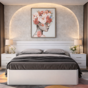 dormitorio Tiras color blanco con colchón y mesillas a juego