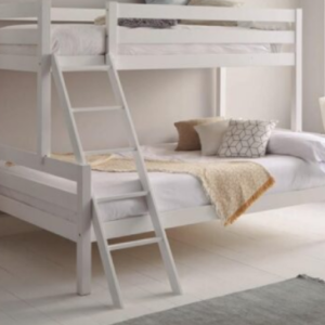 Litera con cama de matrimonio Simporo en color blanco moderno para dormitorio juvenil o invitados