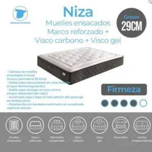 Colchón muelle ensacado Niza con visco a doble cara.