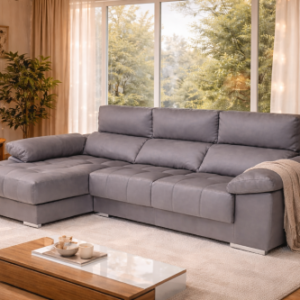 Sofá chaiselongue grande modelo Nájera con arcón y asientos deslizantes en Madrid – Salez Mobiliario
