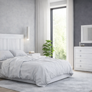 dormitorio moderno completo Atenas matrimonio con cómoda y espejo