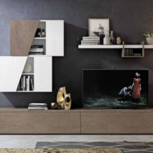 mueble moderno de salón Tracce 11 en color nogal.
