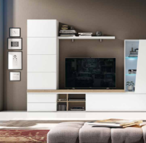 mueble de salón moderno Tracce 10 blanco para televisión