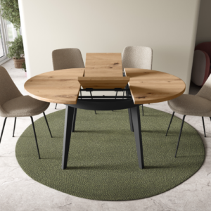 mesa de comedor redonda extensible M815 110 a 150 cm roble artisan