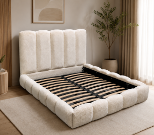 cama tapizada Nube color beige