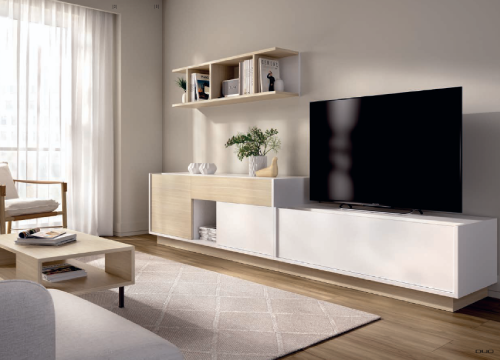 Muebles de salón modernos con mueble para televisión, aparador y decoración elegante