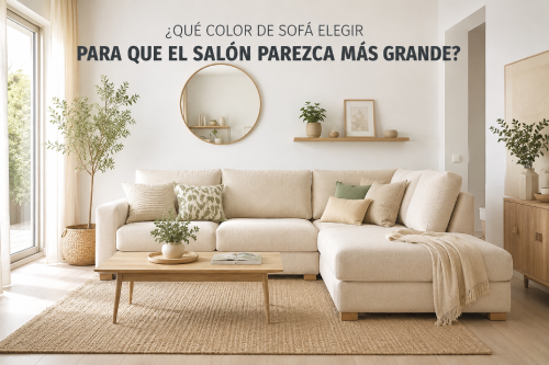 Color de sofá para salón pequeño en tonos beige para conseguir mayor sensación de amplitud.