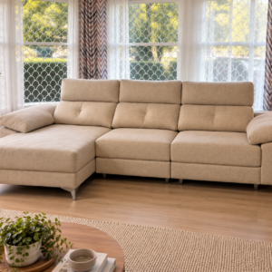 Sofá Kapital JBC beige con chaise longue extraíble XL y puf trasero